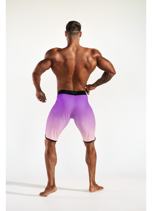 Men's Physique súťažné plavky - Gradient Purple (čierny spodný lem)